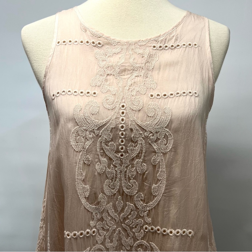 Johnny Was NWT Pale Pink Embroidered Boho Sleeveless Tunic Top Women’s Small - Picture 6 of 11